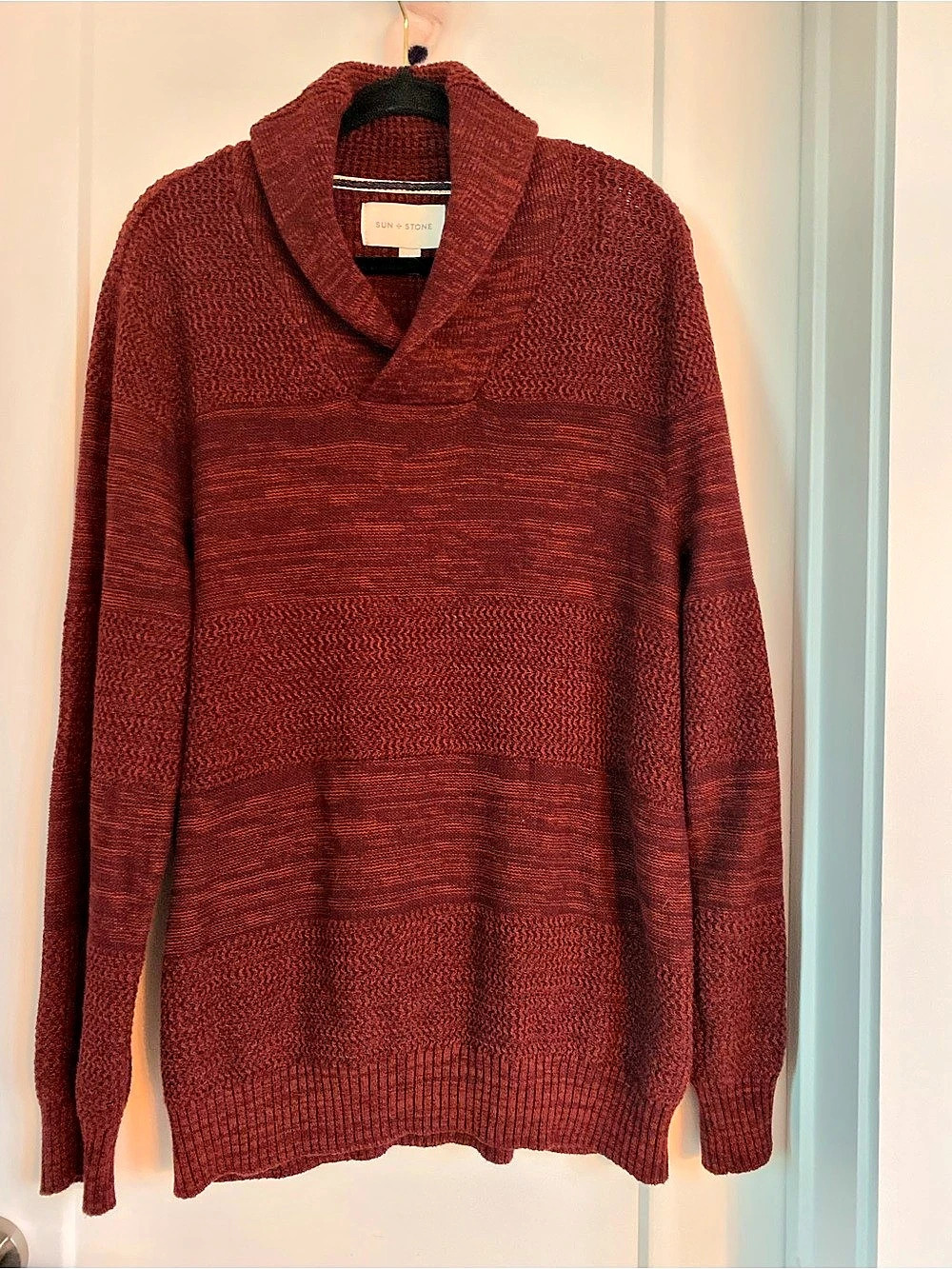 Sun Stone Men's Cotton Shawl Collar Sweater Size Large